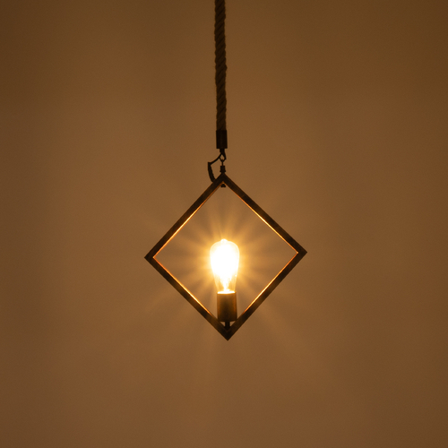 GLOBOSTAR® ALCO 01023 Vintage Κρεμαστό Φωτιστικό Οροφής με Ντουί 1 x E27 AC 220-240V IP20 - Χάλκινο & Μπεζ - Μ35 x Π3 x Υ35cm