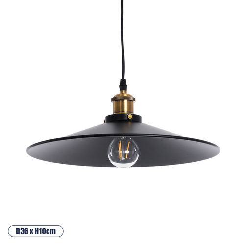 GLOBOSTAR® CARAVEL 01042 Vintage Κρεμαστό Φωτιστικό Οροφής με Ντουί 1 x E27 AC 220-240V IP20 - Μαύρο & Χρυσό - Μ36 x Π36 x Υ10cm