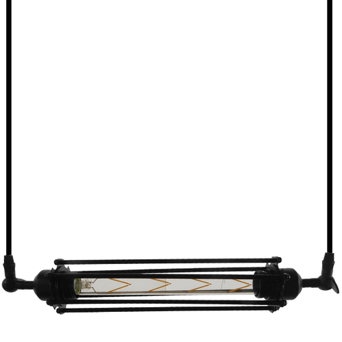 GLOBOSTAR® TUBE 01085 Vintage Κρεμαστό Φωτιστικό Οροφής με Ντουί 1 x E27 AC 220-240V IP20 - Μαύρο - Μ43 x Π11 x Υ11cm