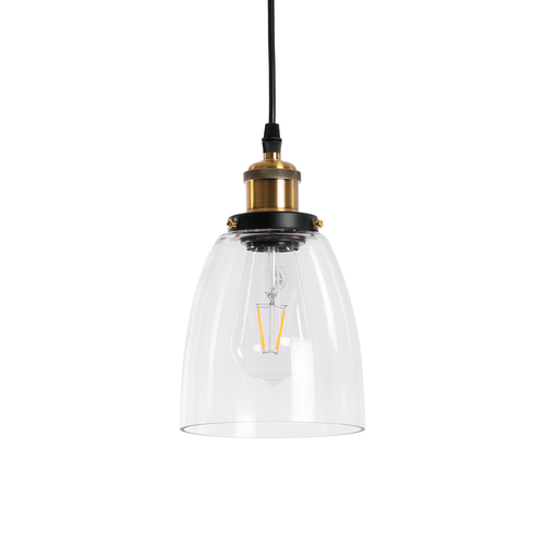 GLOBOSTAR® WICKHAM 01168 Vintage Κρεμαστό Φωτιστικό Οροφής με Ντουί 1 x E27 AC 220-240V IP20 - Χρυσό & Διάφανο - Μ14 x Π14 x Y23cm