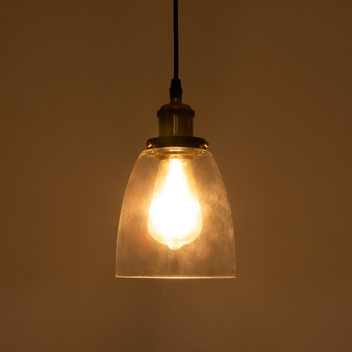 GLOBOSTAR® WICKHAM 01168 Vintage Κρεμαστό Φωτιστικό Οροφής με Ντουί 1 x E27 AC 220-240V IP20 - Χρυσό & Διάφανο - Μ14 x Π14 x Y23cm