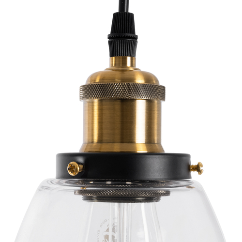 GLOBOSTAR® WICKHAM 01168 Vintage Κρεμαστό Φωτιστικό Οροφής με Ντουί 1 x E27 AC 220-240V IP20 - Χρυσό & Διάφανο - Μ14 x Π14 x Y23cm