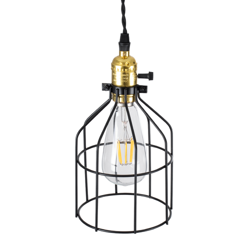 GLOBOSTAR® GALOT 01179 Vintage Κρεμαστό Φωτιστικό Οροφής με Ντουί 1 x E27 AC 220-240V IP20 - Μαύρο & Χρυσό - Μ13.5 x Π13.5 x Y16cm