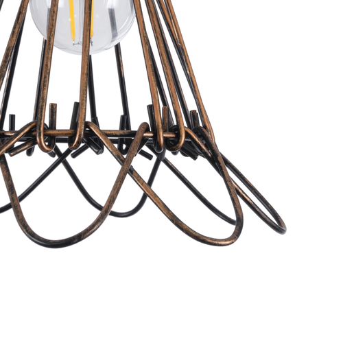 GLOBOSTAR® FLOWERON 01180 Vintage Κρεμαστό Φωτιστικό Οροφής με Ντουί 1 x E27 AC 220-240V IP20 - Χάλκινο & Μπρούτζινο - Μ10 x Π10 x Υ20cm