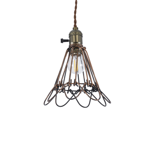 GLOBOSTAR® FLOWERON 01180 Vintage Κρεμαστό Φωτιστικό Οροφής με Ντουί 1 x E27 AC 220-240V IP20 - Χάλκινο & Μπρούτζινο - Μ10 x Π10 x Υ20cm