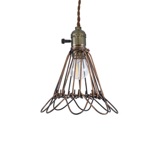 GLOBOSTAR® FLOWERON 01180 Vintage Κρεμαστό Φωτιστικό Οροφής με Ντουί 1 x E27 AC 220-240V IP20 - Χάλκινο & Μπρούτζινο - Μ10 x Π10 x Υ20cm