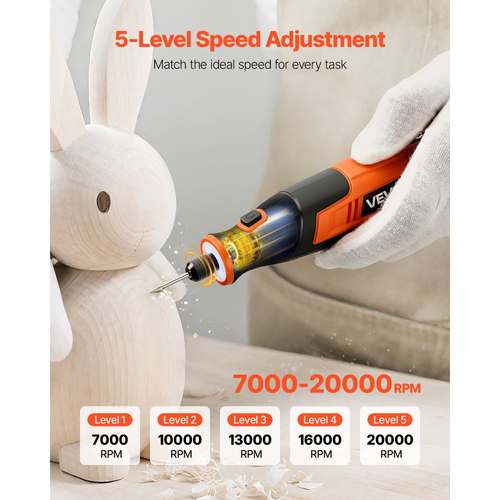 Κιτ ασύρματων περιστροφικών εργαλείων VEVOR 73 τεμαχίων, φορητό μίνι ηλεκτρικό περιστροφικό εργαλείο DC4V, ταχύτητα 5 επιπέδων 7000-20000 σ.α.λ. Πολυχρηστικά εργαλεία DIY για χάραξη, τρίψιμο, στίλβωση, σκάλισμα, κοπή, χειροτεχνίες DIY