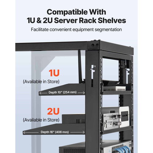 Rack διακομιστή VEVOR 12U για τοποθέτηση σε τοίχο, μέγιστη χωρητικότητα φορτίου 68,04 kg, Rack δικτύου ανοιχτού πλαισίου με περιστρεφόμενη πόρτα 180 μοιρών, από ανθρακούχο χάλυβα, ιδανικό για εξοπλισμό δικτύου IT και συσκευές AV, διακομιστής υπολογιστή, μαύρο