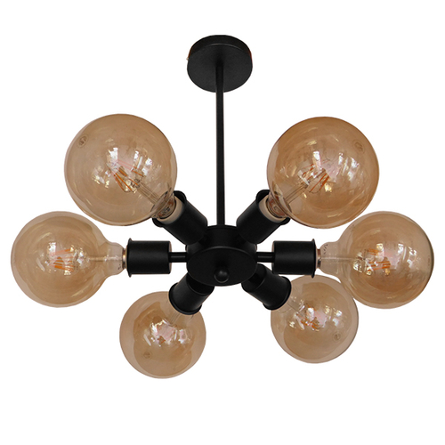 GLOBOSTAR® CONFOR 01036 Μοντέρνο Φωτιστικό Οροφής με Ντουί 6 x E27 AC 220-240V IP20 - Μαύρο - Μ24 x Π24 x Υ8cm