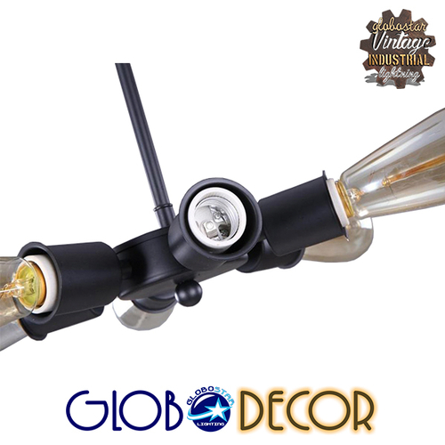 GLOBOSTAR® CONFOR 01036 Μοντέρνο Φωτιστικό Οροφής με Ντουί 6 x E27 AC 220-240V IP20 - Μαύρο - Μ24 x Π24 x Υ8cm