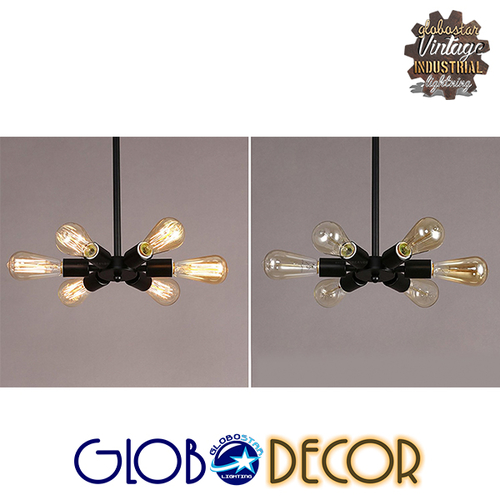 GLOBOSTAR® CONFOR 01036 Μοντέρνο Φωτιστικό Οροφής με Ντουί 6 x E27 AC 220-240V IP20 - Μαύρο - Μ24 x Π24 x Υ8cm