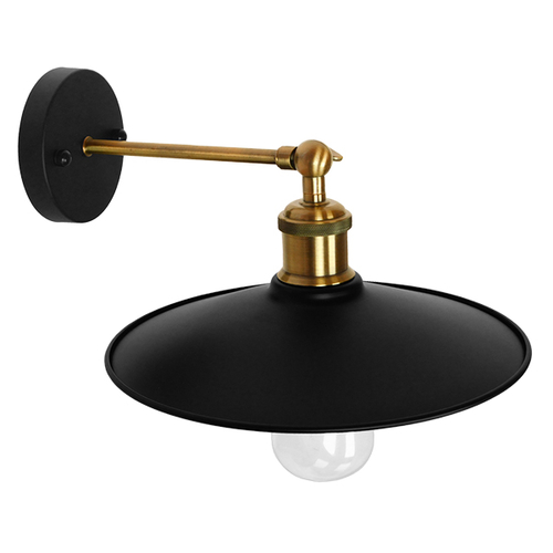 GLOBOSTAR® MINIMALL 01039 Vintage Φωτιστικό Τοίχου - Απλίκα με Ντουί 1 x E27 AC 220-240V IP20 - Μαύρο & Χρυσό - Μ22 x Π39 x Υ18cm