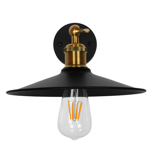 GLOBOSTAR® MINIMALL 01039 Vintage Φωτιστικό Τοίχου - Απλίκα με Ντουί 1 x E27 AC 220-240V IP20 - Μαύρο & Χρυσό - Μ22 x Π39 x Υ18cm