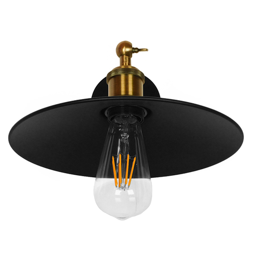GLOBOSTAR® MINIMALL 01039 Vintage Φωτιστικό Τοίχου - Απλίκα με Ντουί 1 x E27 AC 220-240V IP20 - Μαύρο & Χρυσό - Μ22 x Π39 x Υ18cm