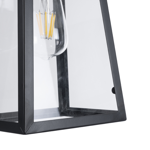 GLOBOSTAR® LIMA 01040 Vintage Κρεμαστό Φωτιστικό Οροφής με Ντουί 1 x E27 AC 220-240V IP20 - Μαύρο & Διάφανο - Μ17 x Π14 x Υ26cm