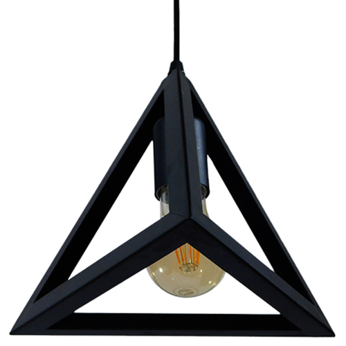 GLOBOSTAR® TRIANGLE 01063 Μοντέρνο Κρεμαστό Φωτιστικό Οροφής με Ντουί 1 x E27 AC 220-240V IP20 - Μαύρο - Μ25 x Π25 x Y21cm