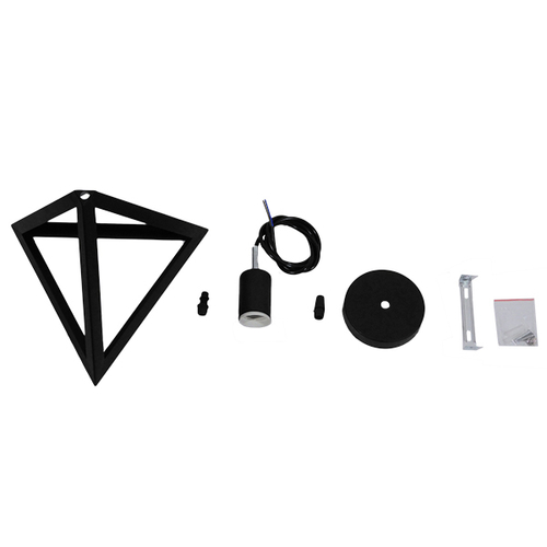 GLOBOSTAR® TRIANGLE 01063 Μοντέρνο Κρεμαστό Φωτιστικό Οροφής με Ντουί 1 x E27 AC 220-240V IP20 - Μαύρο - Μ25 x Π25 x Y21cm