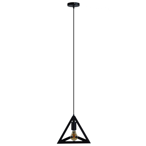 GLOBOSTAR® TRIANGLE 01063 Μοντέρνο Κρεμαστό Φωτιστικό Οροφής με Ντουί 1 x E27 AC 220-240V IP20 - Μαύρο - Μ25 x Π25 x Y21cm