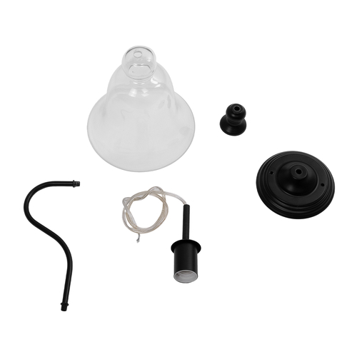 GLOBOSTAR® LILLY 01064 Vintage Φωτιστικό Τοίχου - Απλίκα με Ντουί 1 x E27 AC 220-240V IP20 - Μαύρο & Διάφανο - Μ38 x Π20 x Υ37cm