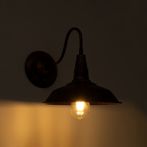 GLOBOSTAR® RAY 01067 Vintage Φωτιστικό Τοίχου - Απλίκα με Ντουί 1 x E27 AC 220-240V IP20 - Χάλκινο Εφέ Σκουριάς - Μ26 x Π37 x Υ32cm