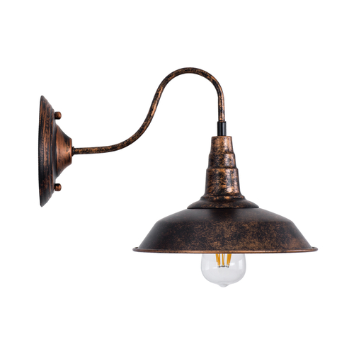GLOBOSTAR® RAY 01067 Vintage Φωτιστικό Τοίχου - Απλίκα με Ντουί 1 x E27 AC 220-240V IP20 - Χάλκινο Εφέ Σκουριάς - Μ26 x Π37 x Υ32cm