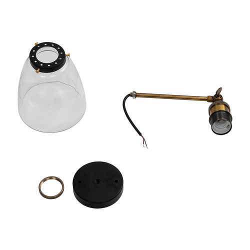 GLOBOSTAR® LYDIA 01071 Vintage Φωτιστικό Τοίχου - Απλίκα με Ντουί 1 x E27 AC 220-240V IP20 - Μαύρο & Χρυσό - Μ14 x Π26 x Υ30cm