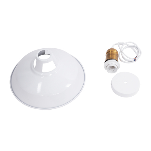 GLOBOSTAR® ANER 01072 Vintage Κρεμαστό Φωτιστικό Οροφής με Ντουί 1 x E27 AC 220-240V IP20 - Λευκό & Χρυσό - Μ27.5 x Π27.5 x Υ19cm