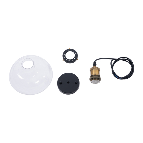 GLOBOSTAR® BINGLEY 01075 Vintage Κρεμαστό Φωτιστικό Οροφής με Ντουί 1 x E27 AC 220-240V IP20 - Διάφανο & Χρυσό - Μ24.5 x Π24.5 x Υ15cm