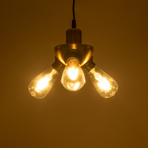 GLOBOSTAR® COPPER 01076 Vintage Κρεμαστό Φωτιστικό Οροφής με Ντουί 3 x E27 AC 220-240V IP20 - Χρυσό & Μαύρο - Μ14 x Π14 x Υ13cm