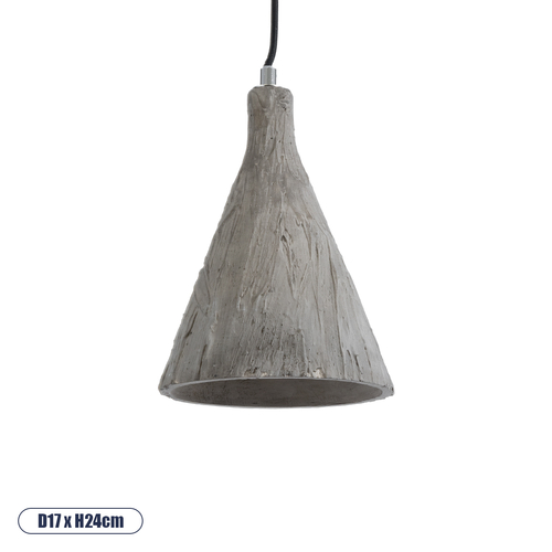 GLOBOSTAR® VOLCANO 01080 Μοντέρνο Κρεμαστό Φωτιστικό Οροφής με Ντουί 1 x E27 AC 220-240V IP20 - Γκρι - Μ17 x Π17 x Υ24cm