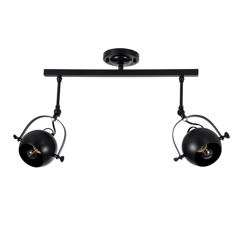 GLOBOSTAR® CANNES 01081 Μοντέρνο Φωτιστικό Οροφής με Ντουί 2 x E27 AC 220-240V IP20 - Μαύρο - Μ61 x Π12 x Υ48cm