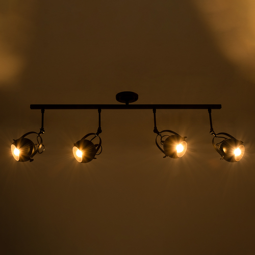 GLOBOSTAR® CANNES 01082 Μοντέρνο Φωτιστικό Οροφής με Ντουί 4 x E27 AC 220-240V IP20 - Μαύρο - Μ108 x Π12 x Υ48cm