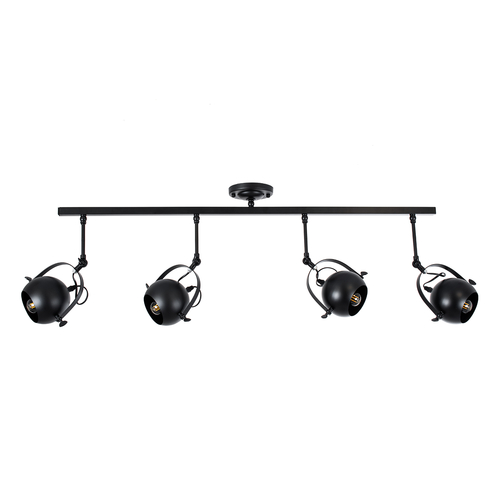 GLOBOSTAR® CANNES 01082 Μοντέρνο Φωτιστικό Οροφής με Ντουί 4 x E27 AC 220-240V IP20 - Μαύρο - Μ108 x Π12 x Υ48cm