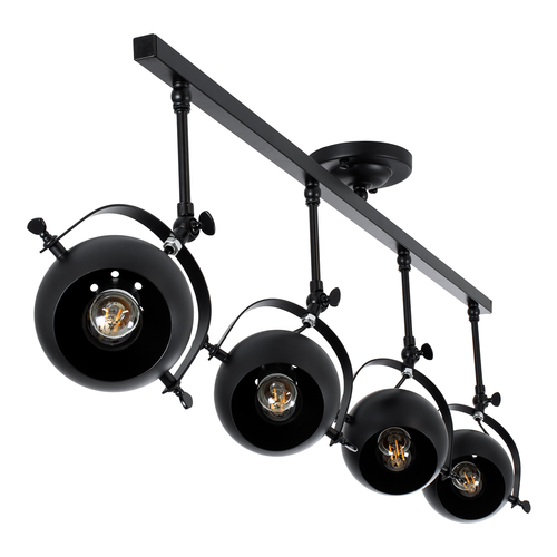 GLOBOSTAR® CANNES 01082 Μοντέρνο Φωτιστικό Οροφής με Ντουί 4 x E27 AC 220-240V IP20 - Μαύρο - Μ108 x Π12 x Υ48cm