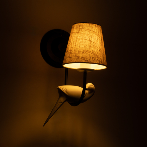 GLOBOSTAR® DOVE 01084 Vintage Φωτιστικό Τοίχου - Απλίκα με Ντουί 1 x E14 AC 220-240V IP20 - Μαύρο & Μπεζ - Μ30 x Π15 x Υ36cm