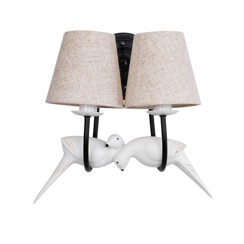 GLOBOSTAR® DOVE 01086 Vintage Φωτιστικό Τοίχου - Απλίκα με Ντουί 2 x E14 AC 220-240V IP20 - Μαύρο & Μπεζ - Μ28 x Π28 x Υ30cm