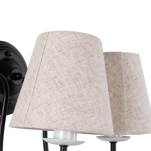 GLOBOSTAR® DOVE 01086 Vintage Φωτιστικό Τοίχου - Απλίκα με Ντουί 2 x E14 AC 220-240V IP20 - Μαύρο & Μπεζ - Μ28 x Π28 x Υ30cm