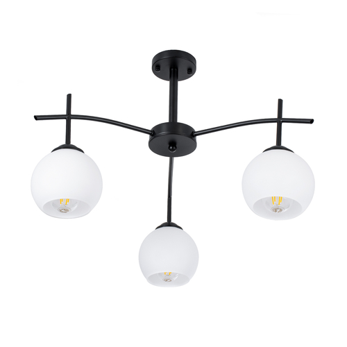 GLOBOSTAR® LUNA 01087 Μοντέρνο Φωτιστικό Οροφής με Ντουί 3 x E27 AC 220-240V IP20 - Λευκό & Μαύρο - Μ45 x Π45 x Υ40cm