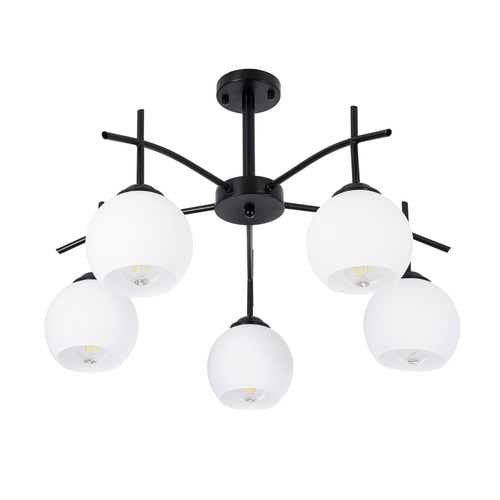 GLOBOSTAR® LUNA 01088 Μοντέρνο Φωτιστικό Οροφής με Ντουί 5 x E27 AC 220-240V IP20 - Λευκό & Μαύρο - Μ60 x Π60 x Υ43cm