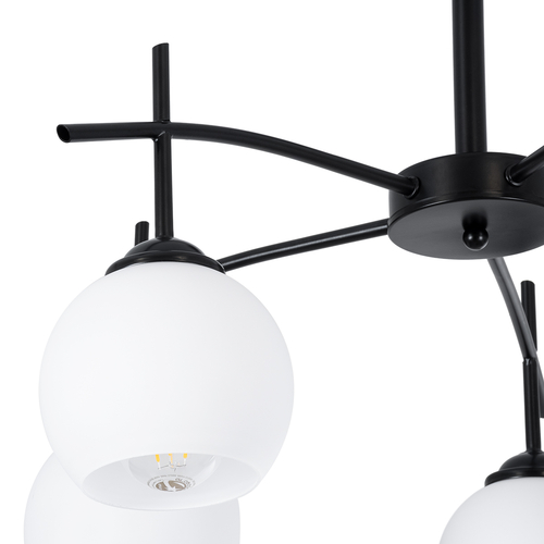 GLOBOSTAR® LUNA 01088 Μοντέρνο Φωτιστικό Οροφής με Ντουί 5 x E27 AC 220-240V IP20 - Λευκό & Μαύρο - Μ60 x Π60 x Υ43cm