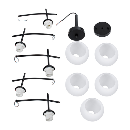 GLOBOSTAR® LUNA 01088 Μοντέρνο Φωτιστικό Οροφής με Ντουί 5 x E27 AC 220-240V IP20 - Λευκό & Μαύρο - Μ60 x Π60 x Υ43cm