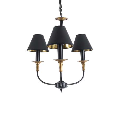 GLOBOSTAR® LIMI 01091 Vintage Κρεμαστό Φωτιστικό Οροφής με Ντουί 3 x E14 AC 220-240V IP20 - Μαύρο & Χρυσό - Μ55 x Π55 x Υ55cm