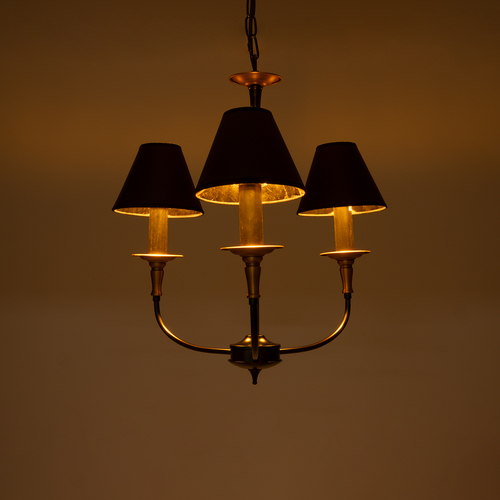 GLOBOSTAR® LIMI 01091 Vintage Κρεμαστό Φωτιστικό Οροφής με Ντουί 3 x E14 AC 220-240V IP20 - Μαύρο & Χρυσό - Μ55 x Π55 x Υ55cm