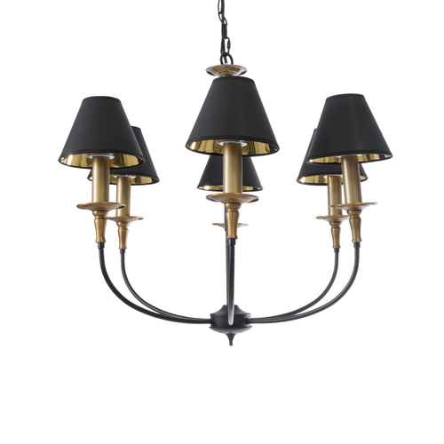 GLOBOSTAR® LIMI 01092 Vintage Κρεμαστό Φωτιστικό Οροφής με Ντουί 6 x E14 AC 220-240V IP20 - Μαύρο & Χρυσό - Μ70 x Π70 x Υ60cm