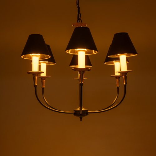 GLOBOSTAR® LIMI 01092 Vintage Κρεμαστό Φωτιστικό Οροφής με Ντουί 6 x E14 AC 220-240V IP20 - Μαύρο & Χρυσό - Μ70 x Π70 x Υ60cm