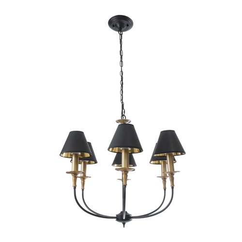 GLOBOSTAR® LIMI 01092 Vintage Κρεμαστό Φωτιστικό Οροφής με Ντουί 6 x E14 AC 220-240V IP20 - Μαύρο & Χρυσό - Μ70 x Π70 x Υ60cm