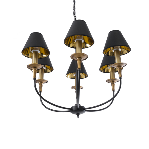 GLOBOSTAR® LIMI 01092 Vintage Κρεμαστό Φωτιστικό Οροφής με Ντουί 6 x E14 AC 220-240V IP20 - Μαύρο & Χρυσό - Μ70 x Π70 x Υ60cm