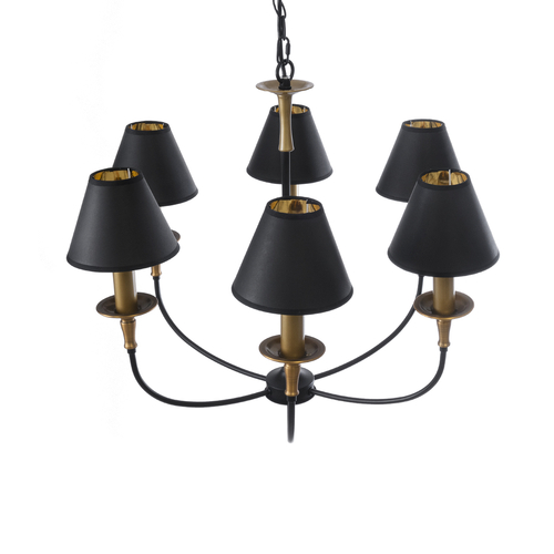 GLOBOSTAR® LIMI 01092 Vintage Κρεμαστό Φωτιστικό Οροφής με Ντουί 6 x E14 AC 220-240V IP20 - Μαύρο & Χρυσό - Μ70 x Π70 x Υ60cm