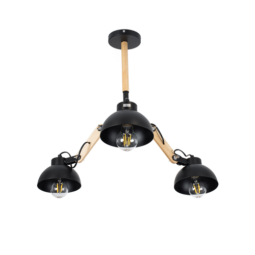 GLOBOSTAR® OLD SCHOOL 01093 Μοντέρνο Φωτιστικό Οροφής με Ντουί 3 x E27 AC 220-240V IP20 - Μαύρο & Μπεζ - Μ75 x Π75 x Υ35cm