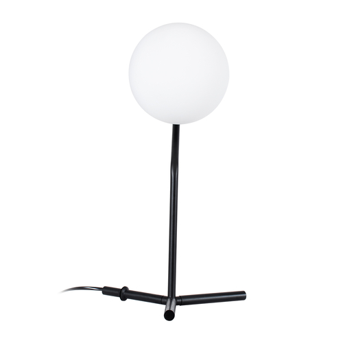 GloboStar® ELFIS 01100 Μοντέρνο Επιτραπέζιο Φωτιστικό Πορτατίφ Μονόφωτο 1 x E27 IP20 Μαύρο Μέταλλο με Λευκό Γυαλί - Μ22 x Π27 x Υ41cm